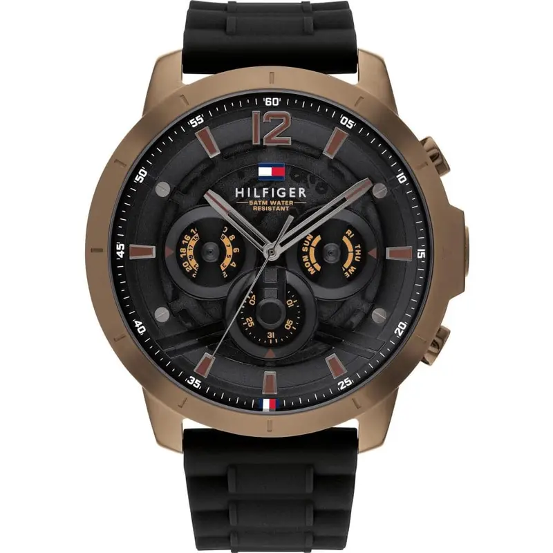 Tommy Hilfiger Chronograph Black Dial Silicone Strap Men Watch 1710491 1