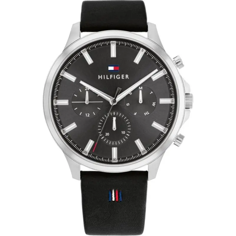 Tommy Hilfiger Chronograph Black Leather Strap Men Watch 1710495 1