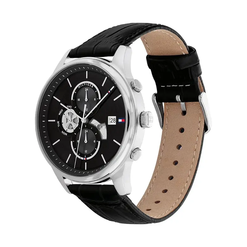 Tommy Hilfiger Chronograph Black Leather Strap Men Watch 1710502 2