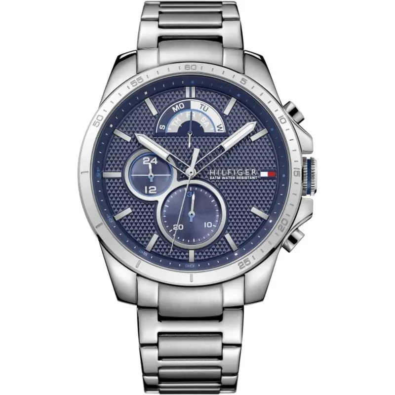 Tommy Hilfiger Chronograph Blue Dial Silver Stainless Steel Strap Men Watch 1791348 1
