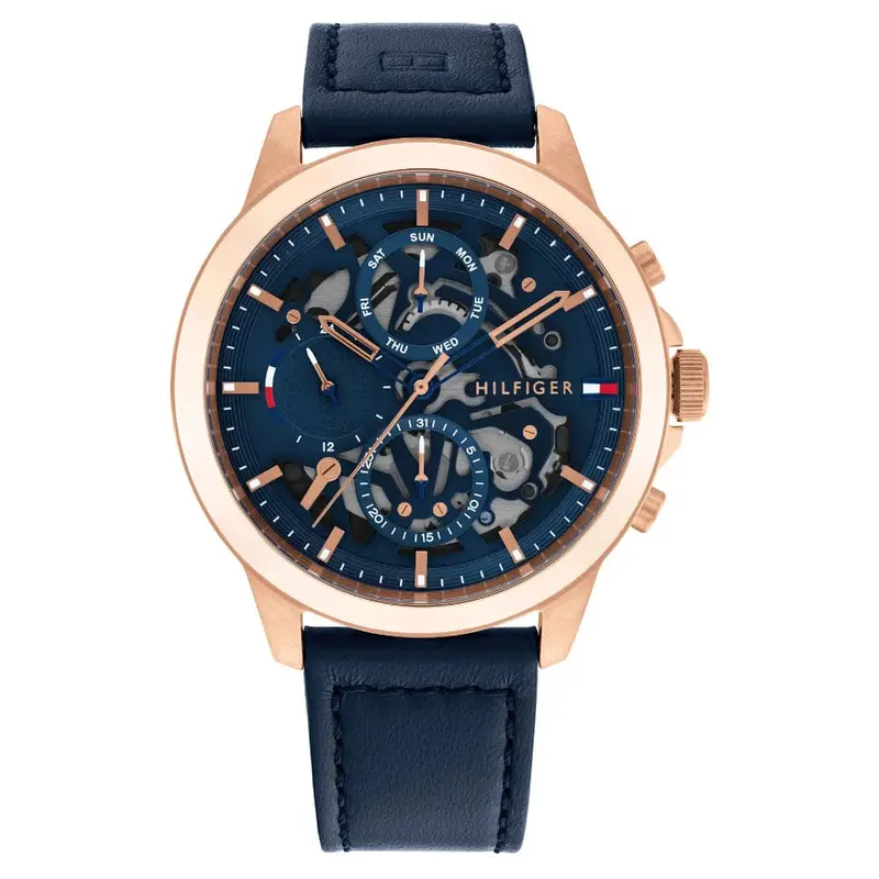 Tommy Hilfiger Chronograph Blue Leather Strap Men Watch 1710475 1