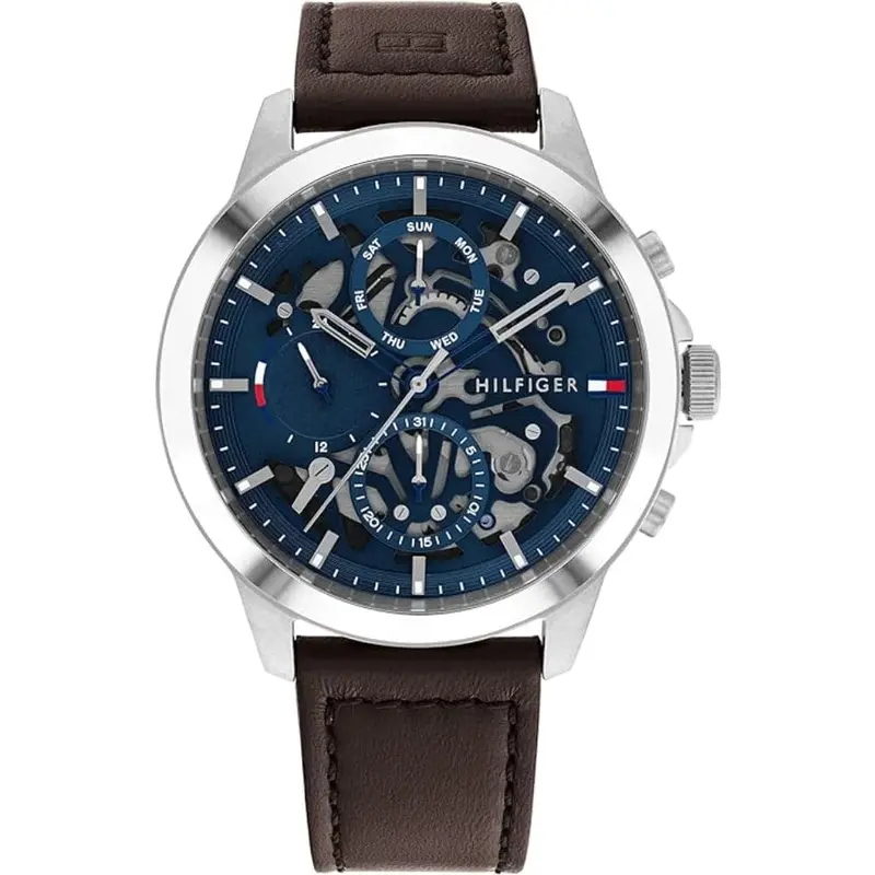 Tommy Hilfiger Chronograph Brown Leather Strap Men Watch 1710476 1
