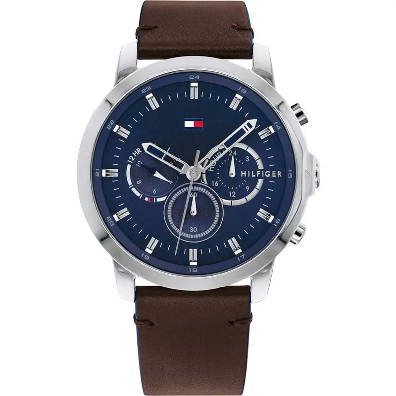 Tommy Hilfiger Chronograph Brown Leather Strap Men Watch 1791797 1