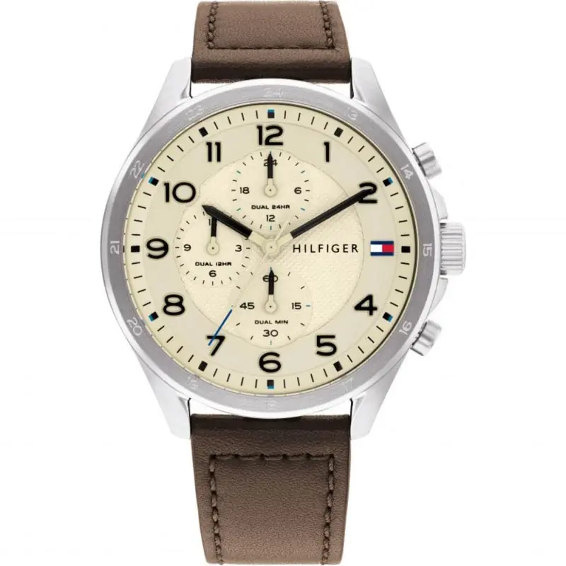 Tommy Hilfiger Chronograph Brown Leather Strap Men Watch 1792003 1