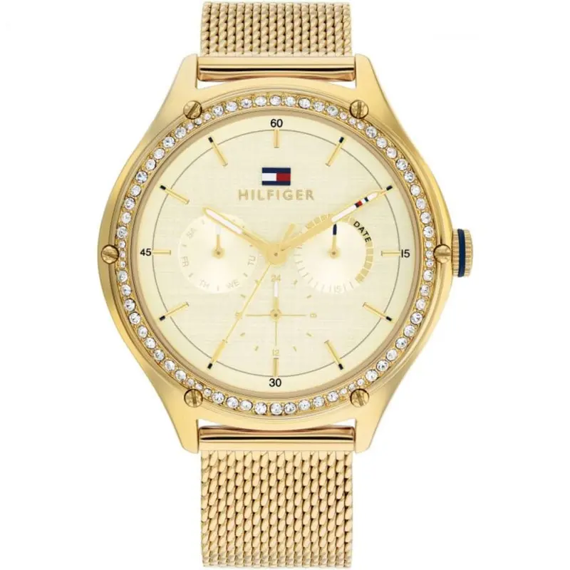 Tommy Hilfiger Chronograph Gold Dial Milanese Strap Women Watch 1782655 1