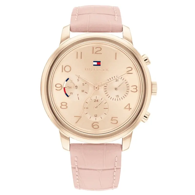 Tommy Hilfiger Chronograph Pink Leather Strap Women Watch 1782522 1