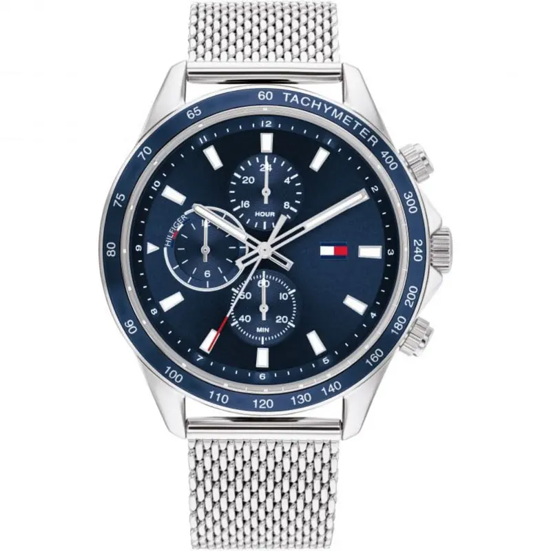 Tommy Hilfiger Chronograph Silver Milanese Strap Men Watch 1792018 1