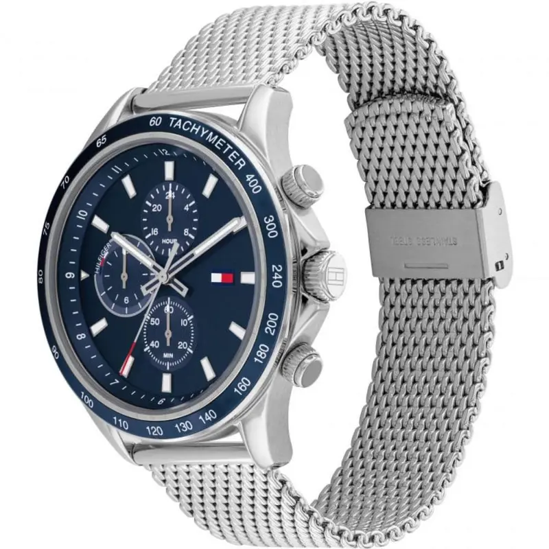 Tommy Hilfiger Chronograph Silver Milanese Strap Men Watch 1792018 2