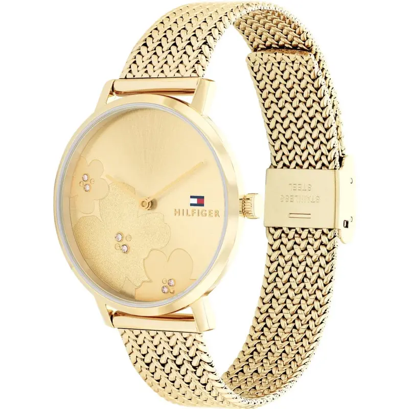 Tommy Hilfiger Gold Dial Milanese Strap Women Watch 1782606 2