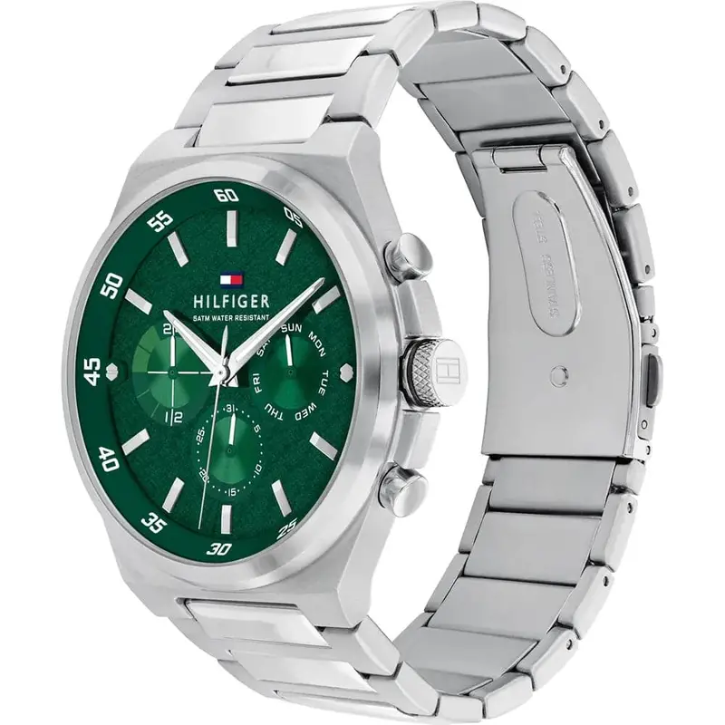 Tommy Hilfiger Green Dial Silver Stainless Steel Strap Men Watch 1792088 2