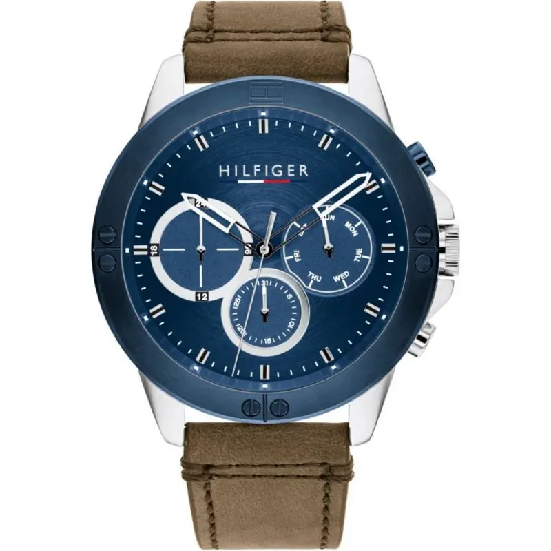 Tommy Hilfiger Harley Chronograph Blue Dial Brown Leather Strap Men Watch 1791895 1