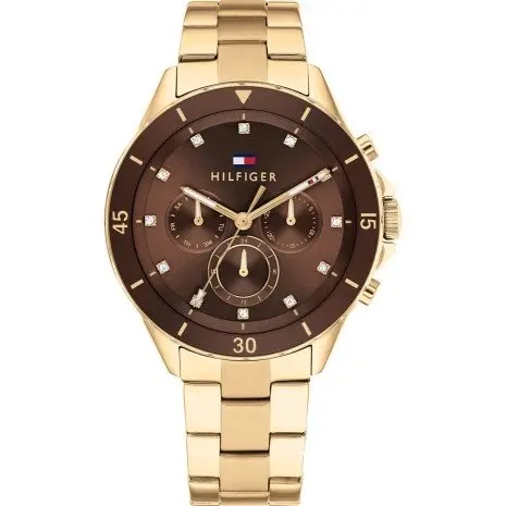 Tommy Hilfiger Mellie Brown Dial Gold Plated Steel Watch 1782709 1
