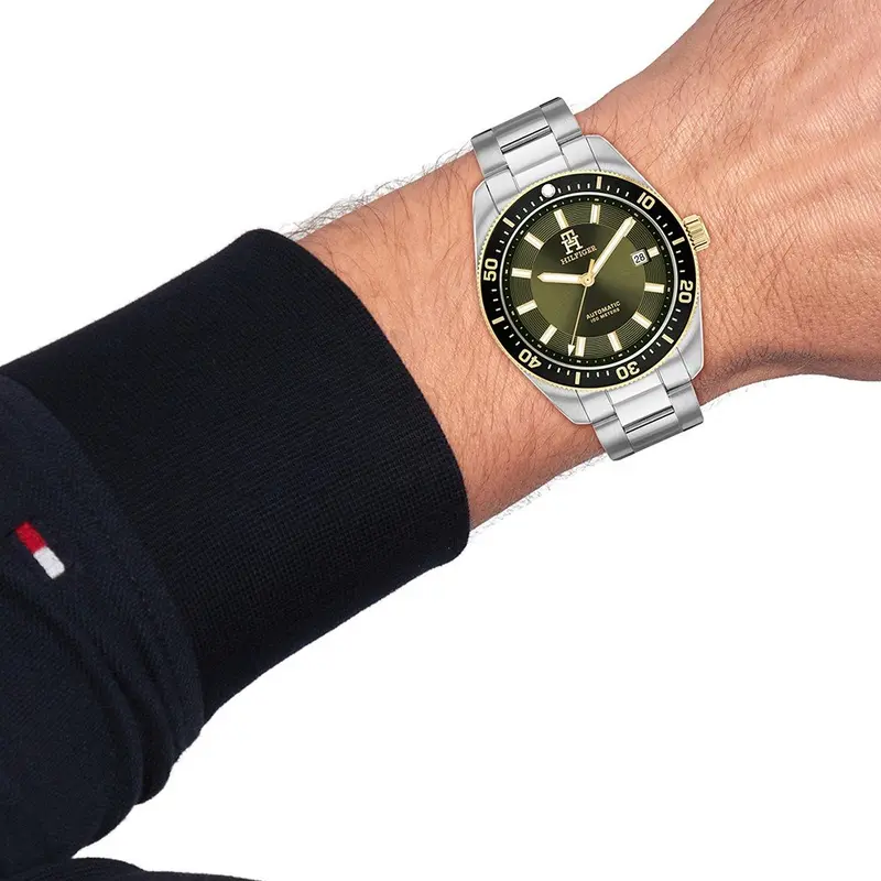 Tommy Hilfiger Th85 Auto Green Dial Case Steel Watch 1792155 2