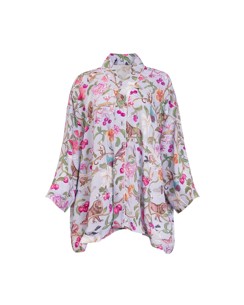 Tree Of Life Blue Short Kimono 1