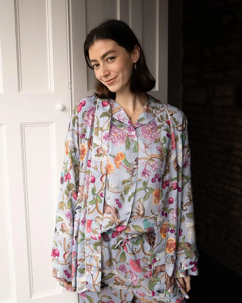 Tree Of Life Blue Short Kimono 2
