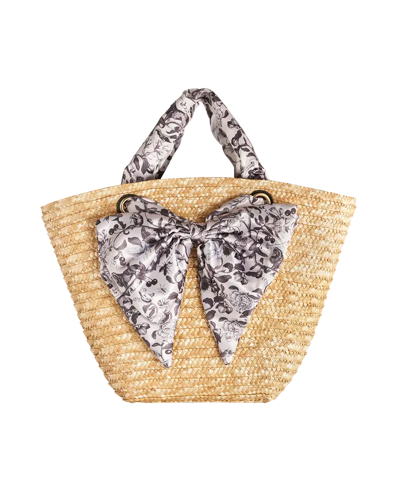 Tree Of Life Monochrome Raffia Basket Bag 1