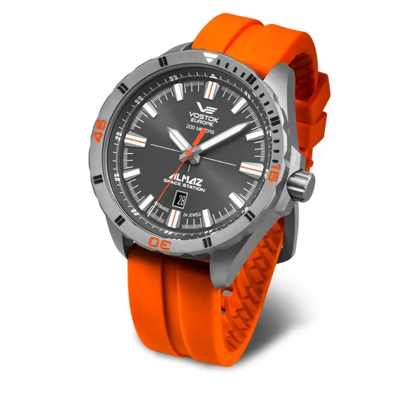 Vostok Europe Almaz Automatic Black Dial Red Silicone Strap Men's Watch Nh35-320H263-S 1