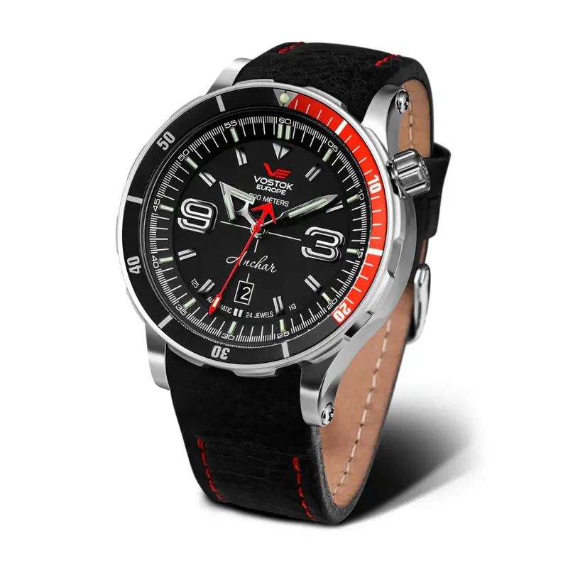 Vostok Europe Anchar Automatic Black Silicone & Leather Strap Men's Watch Nh35-510A587-Sl 1
