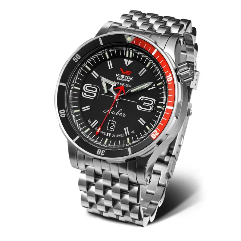 Vostok Europe Anchar Automatic Black Silicone & Silver Stainless Steel Strap Men's Watch Nh35-510A587-Bs 1