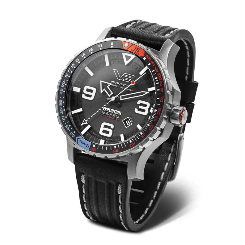 Vostok Europe Expedition North Pole Automatic Black Leather & Green Silicone Strap Men's Watch Yn55-597A729-Lumsl 1