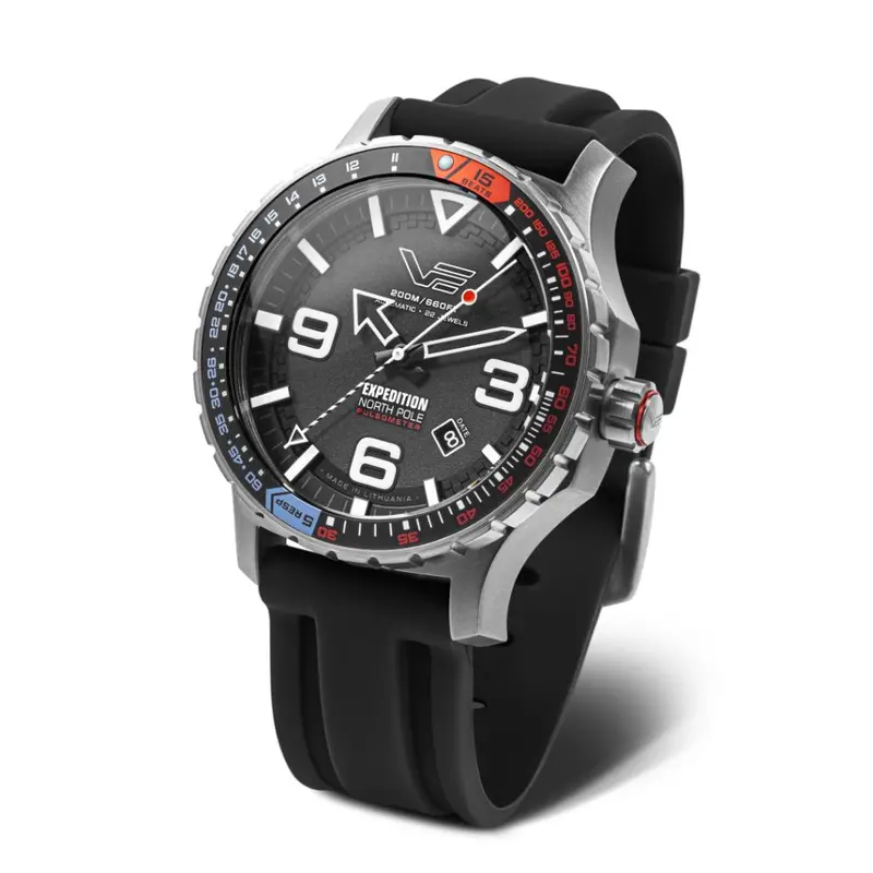 Vostok Europe Expedition North Pole Automatic Black Leather & Silicone Strap Men's Watch Yn55-597A729-Sl 1