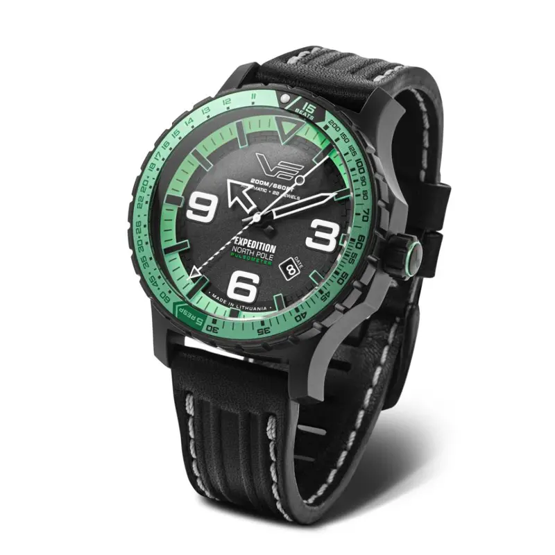 Vostok Europe Expedition North Pole Polar Night Automatic Black Leather & Silicone Strap Men's Watch Yn55-597C731-Gnsl 1