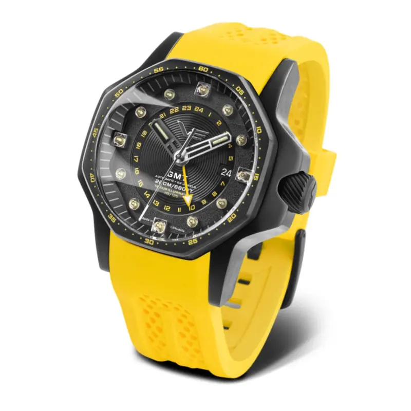 Vostok Europe Gmt Silicone & Leather Strap Men Watch Nh34-640C703-Sl 1