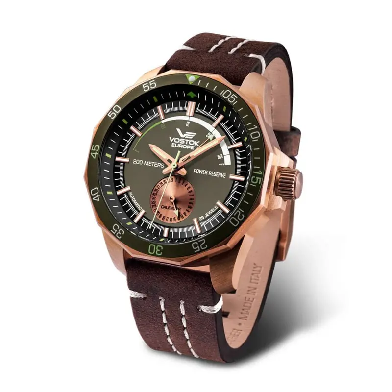 Vostok Europe Gray Dial Brown Leather Strap Men Watch Ne57-225O565-L 1