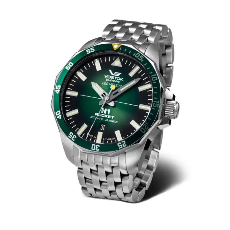 Vostok Europe Green Dial Silver Stainless Steel Strap Men Watch Nh35-225A710-B 1