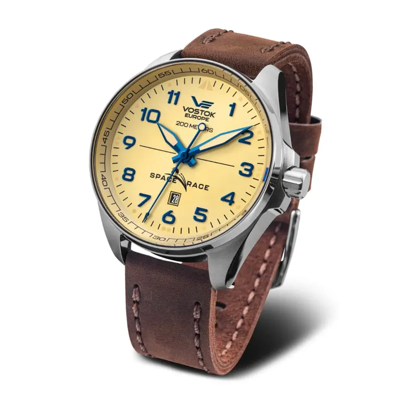Vostok Europe Leather Strap Men Watch Yn55-325A663-L 1