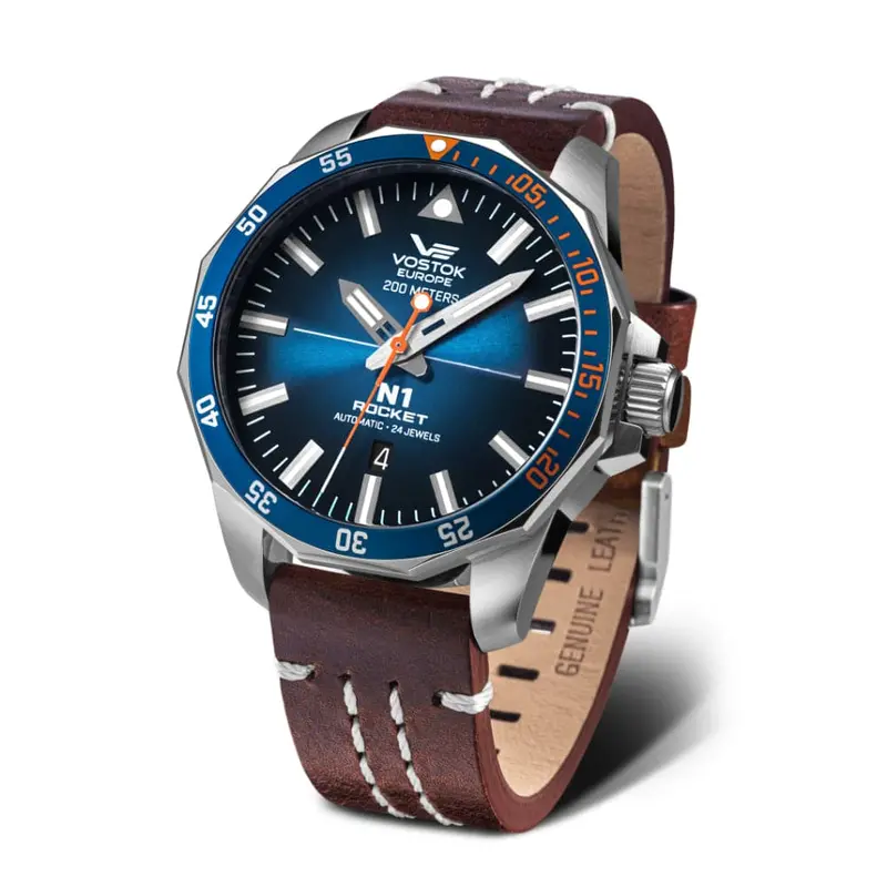 Vostok Europe N1 Rocket Automatic Brown Leather Strap Men Watch Nh35-225A615-L 1