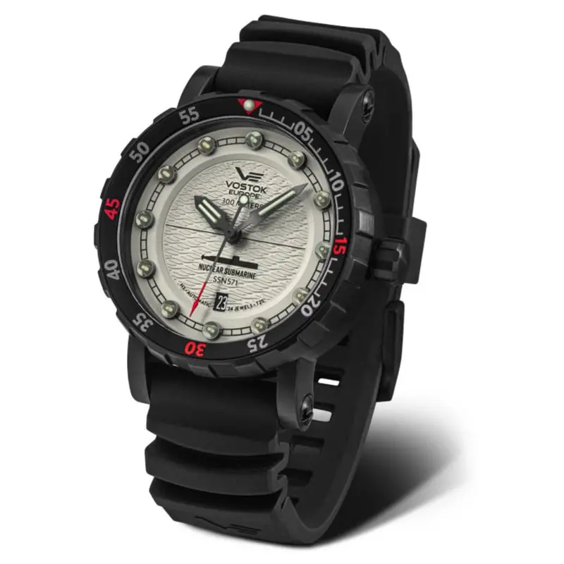 Vostok Europe Nuclear Submarine Leather & Silicone Strap Men Watch Nh35-571C607-Sl 1