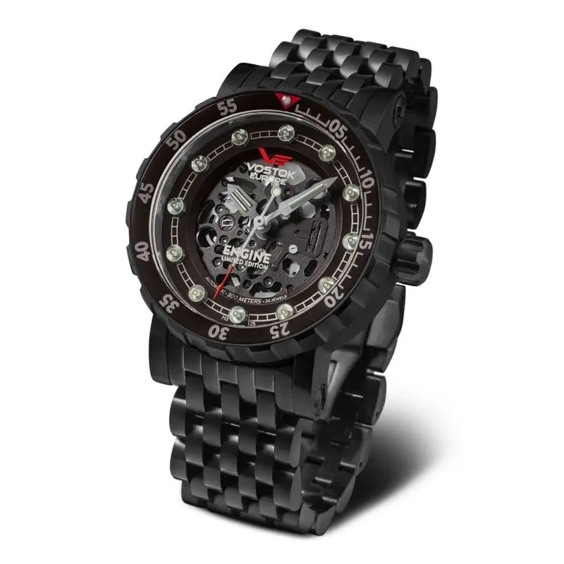Vostok Europe Skeleton Dial Black Stainless Steel/Silicone Strap Men Watch Nh72-571C647-Bs 1