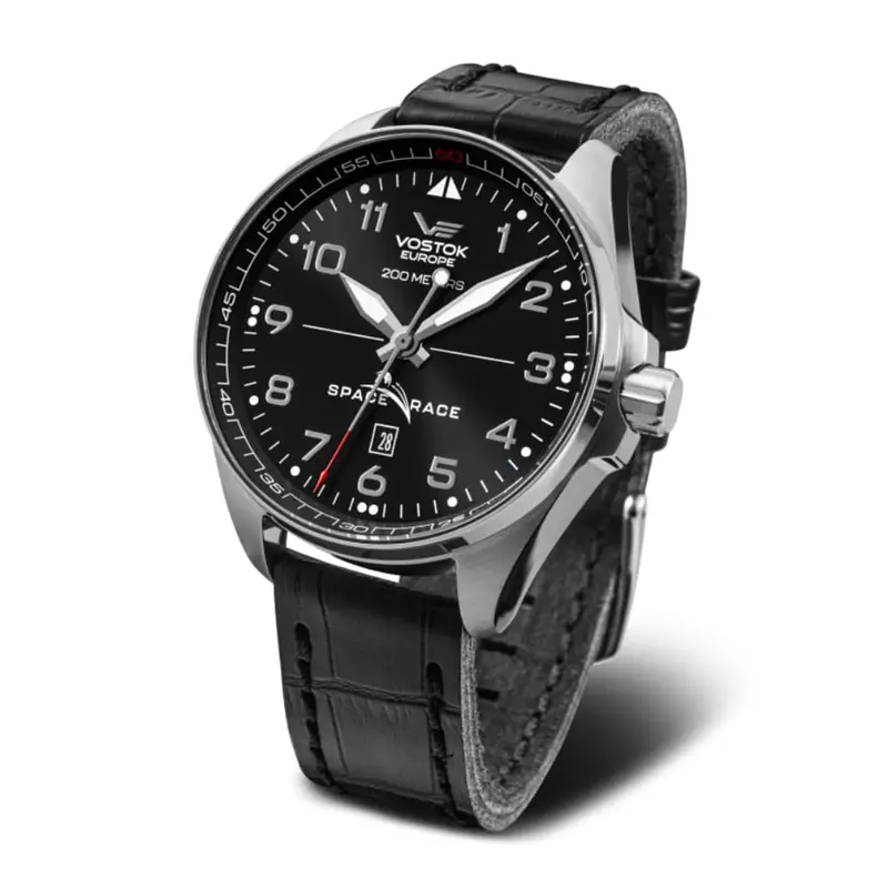 Vostok Europe Space Race Black Dial Leather Strap Men Watch Yn55-325A662-L 1