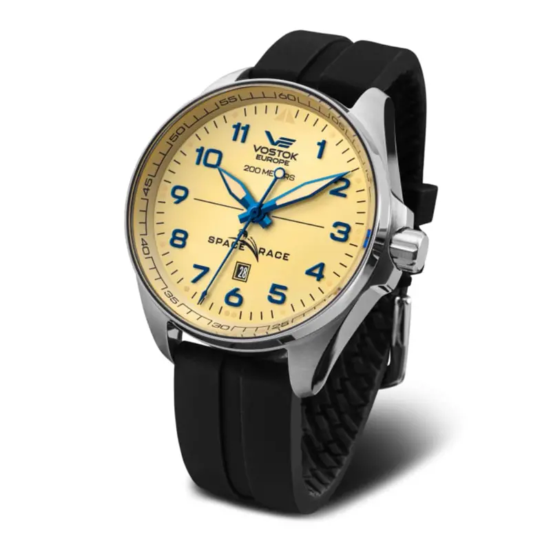 Vostok Europe Space Race Black Silicone Strap Men Watch Yn55-325A663-S 1