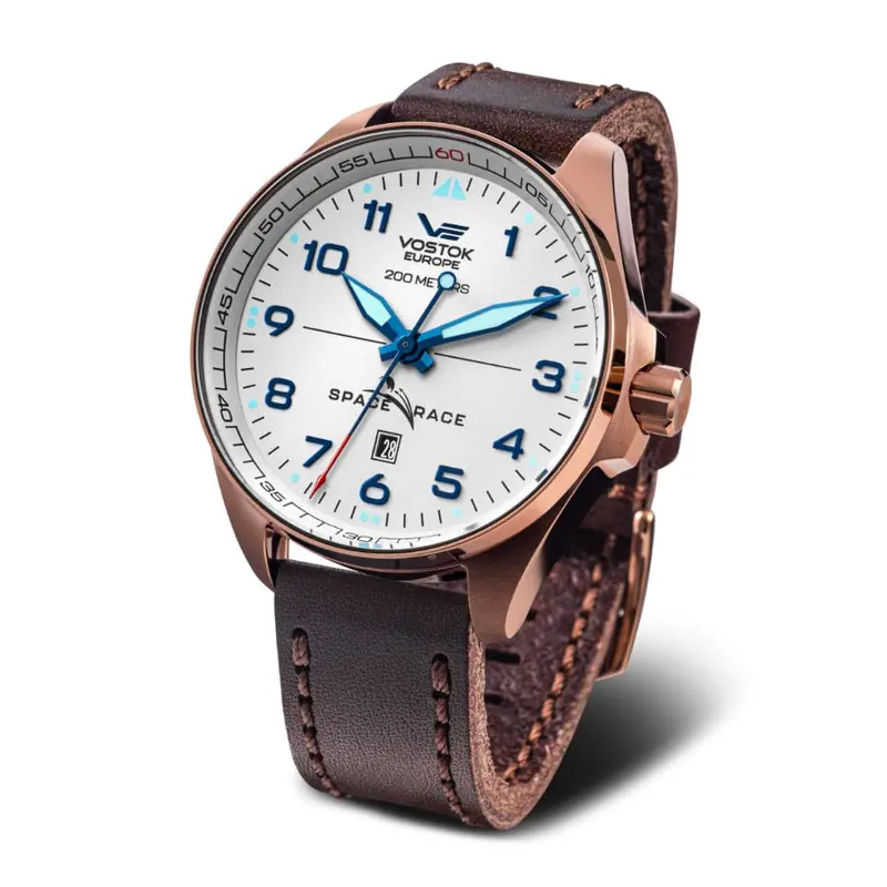 Vostok Europe Space Race Brown Leather Strap Men Watch Yn55-325B664-L 1