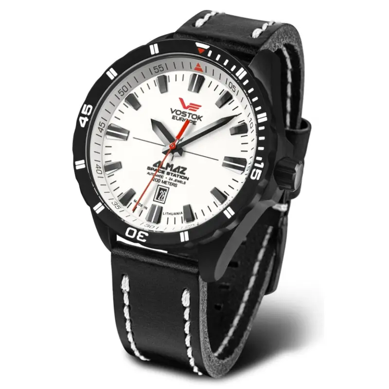 Vostok Europe White Dial Black Leather Strap Men Watch Nh35-320C680-L 1