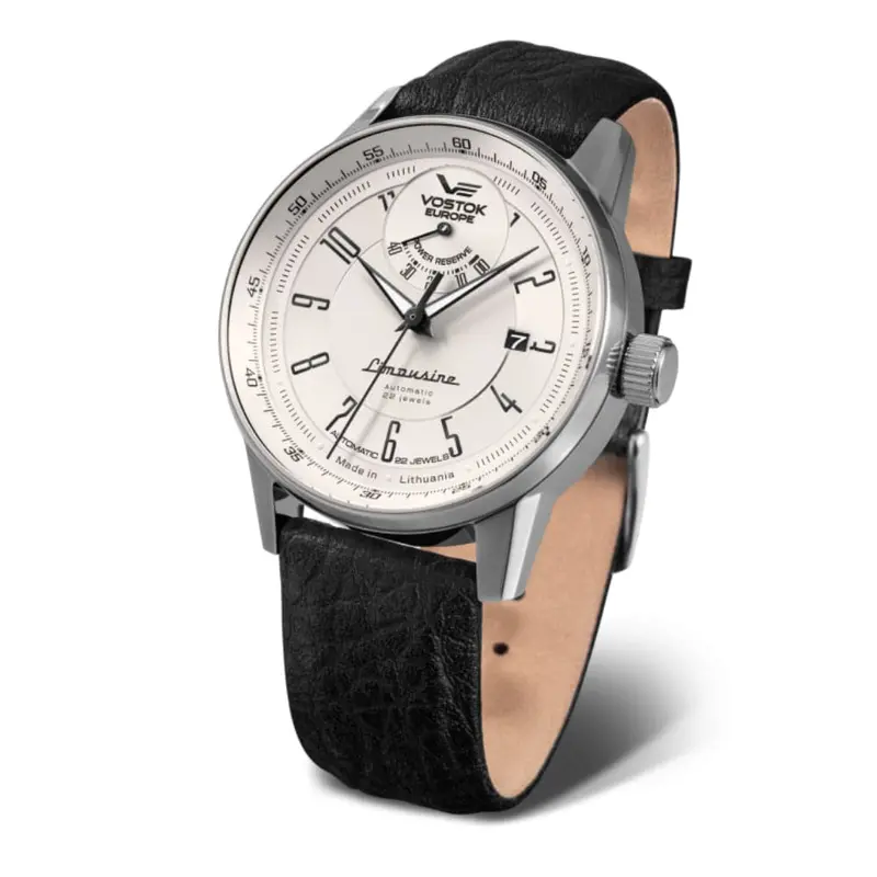 Vostok Europe White Dial Black Leather Strap Men Watch Yn85-560A684-B 1