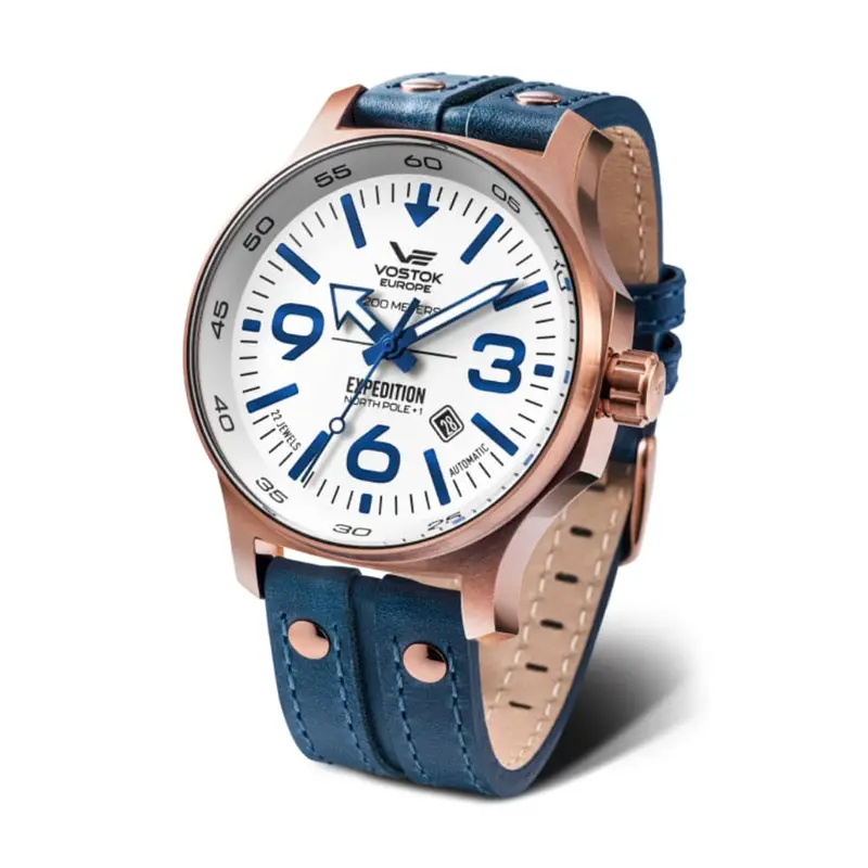 Vostok Europe White Dial Blue Leather Strap Men Watch Yn55-595B641-L 1