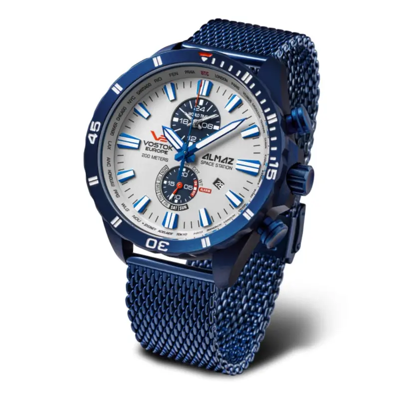 Vostok Europe White Dial Blue Milanese Strap Men Watch Ym8j-320D657-S 1