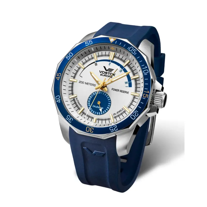 Vostok Europe White Dial Blue Silicone Strap Men Watch Ne57-225A562-Bus 1