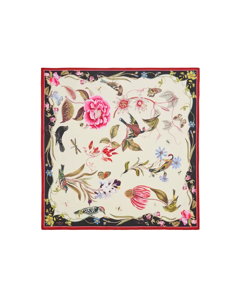 Wonderland Scene Ivory Square Scarf 1