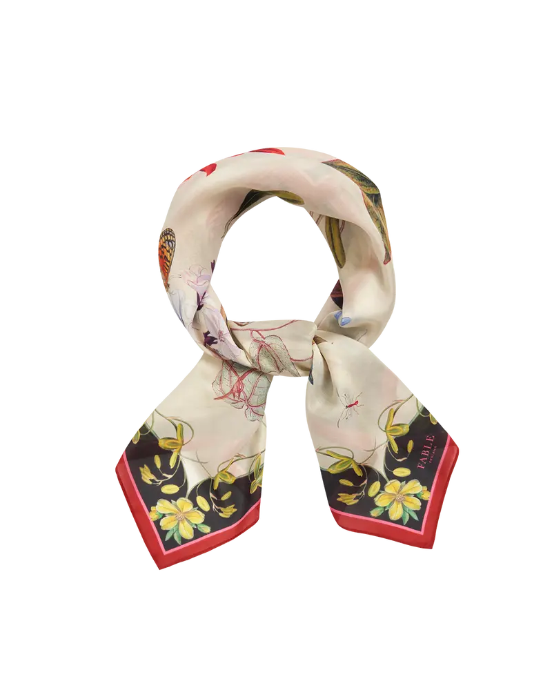 Wonderland Scene Ivory Square Scarf 2
