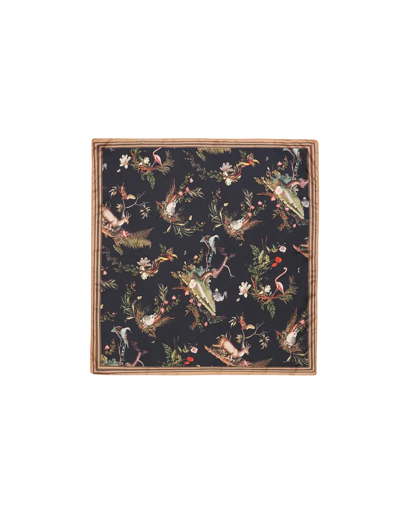 Wonderland Toile Black Square Scarf 1