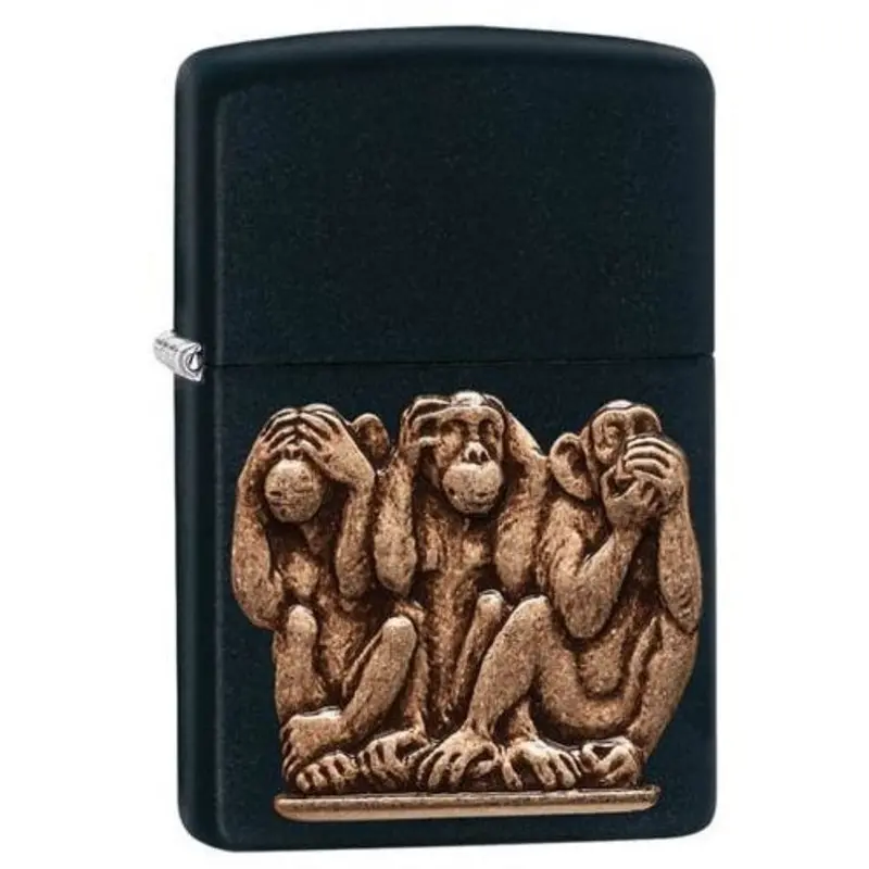 Zippo #29409 Three Monkeys Black Matte Lighter 1