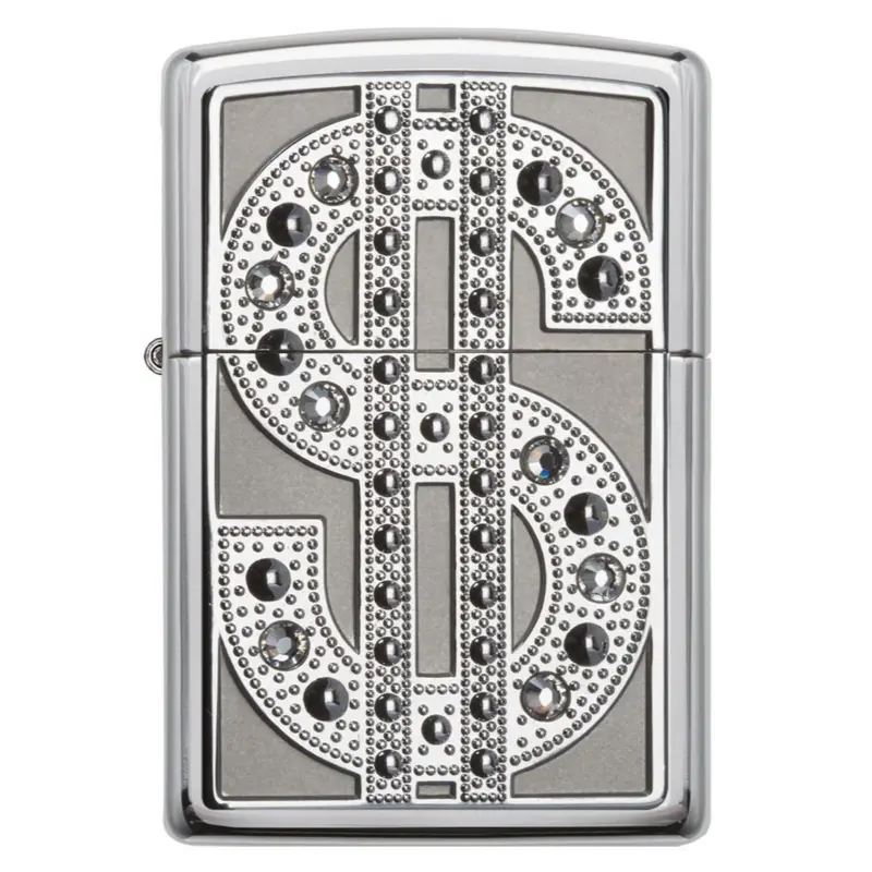 Zippo Classic Lighter Swarovski Crystal Bling Emblem #20904 1