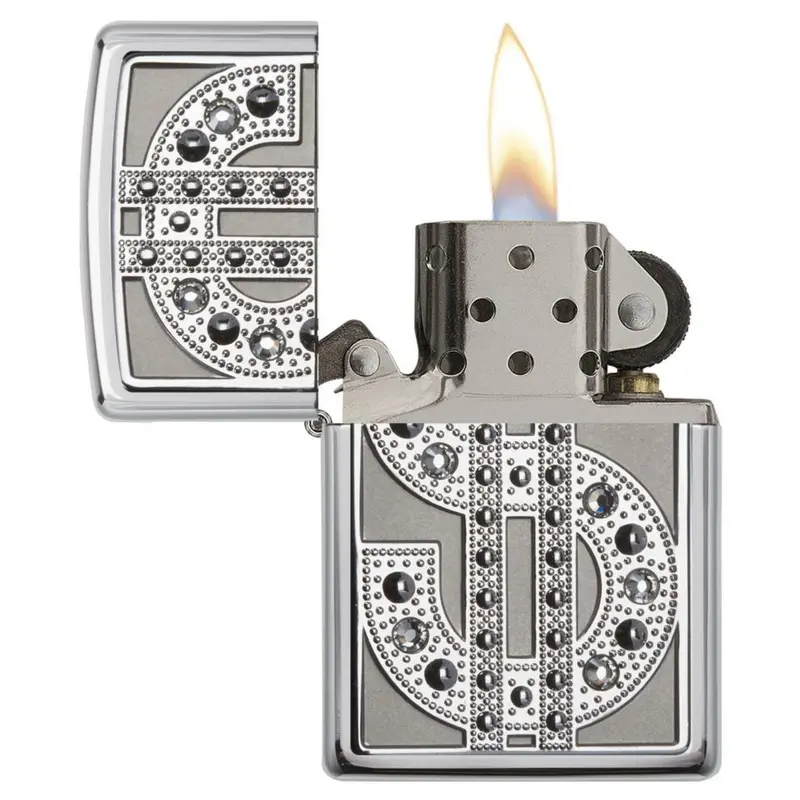 Zippo Classic Lighter Swarovski Crystal Bling Emblem #20904 2