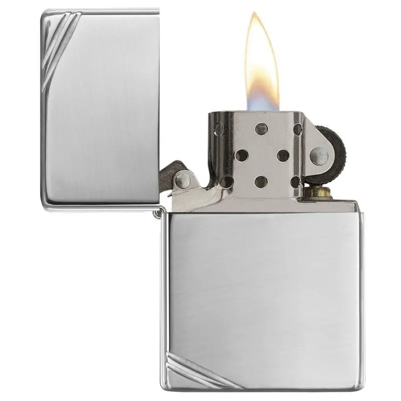 Zippo High Polish Chrome Lighter Vintage With Slashes #260 1