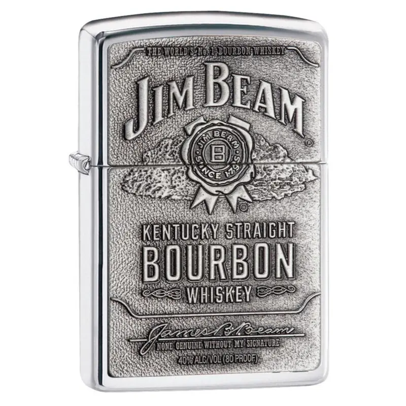 Zippo Jim Beam High Polish Chrome Lighter Emblem Attached #250Jb/928 1