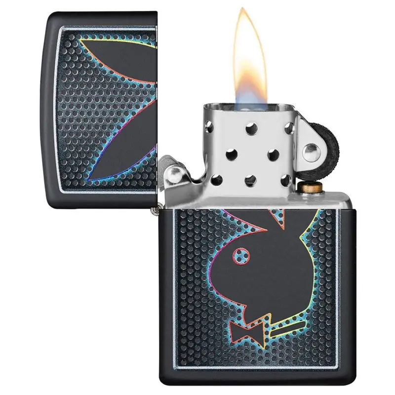 Zippo Playboy Multi Color Bunny Black Matte Windproof Pocket Lighter #49155 2
